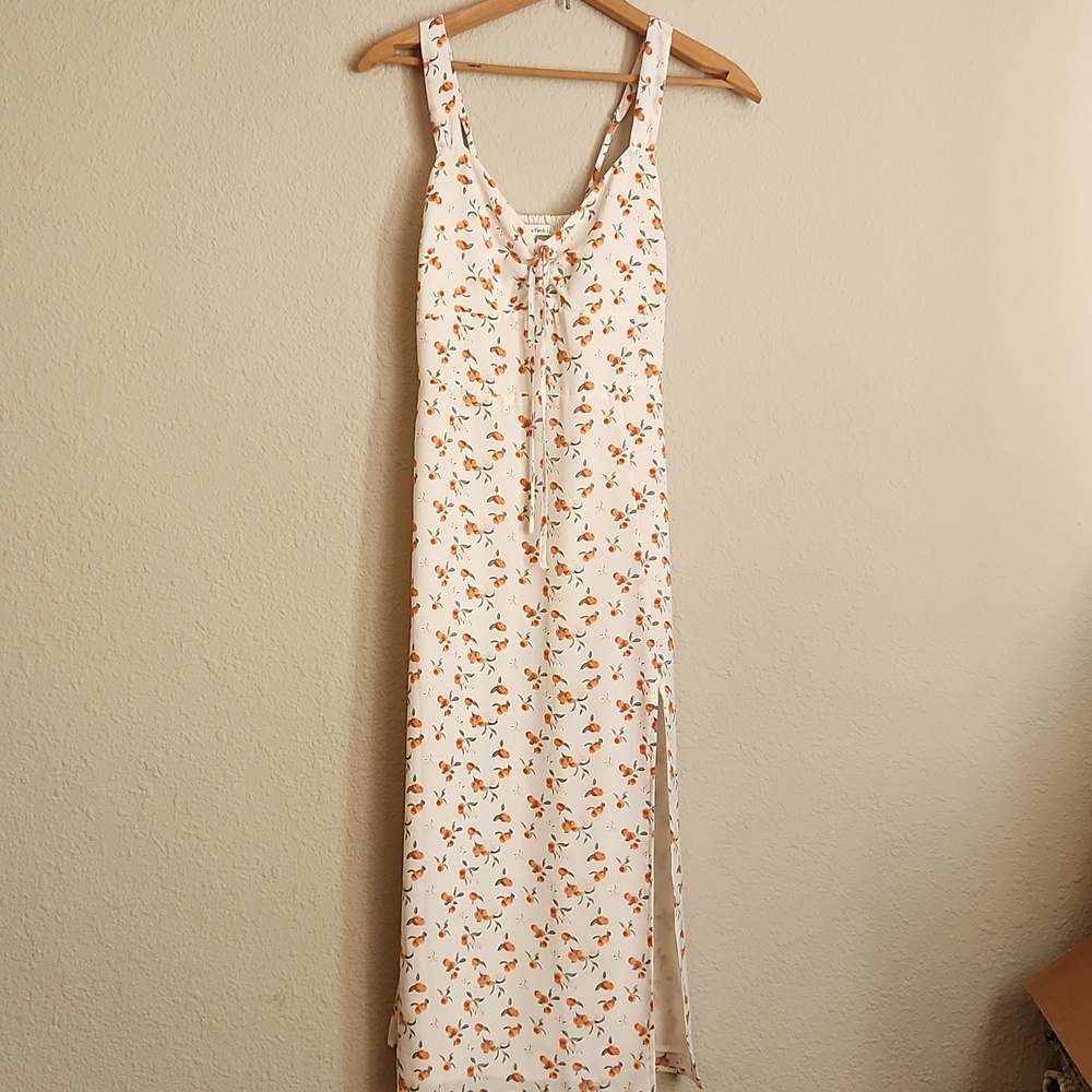 Abercrombie & Fitch White Maxi Dress with Orange Floral Print